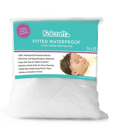 Kolcraft Fitted Waterproof Crib and Toddler Mattress Pad