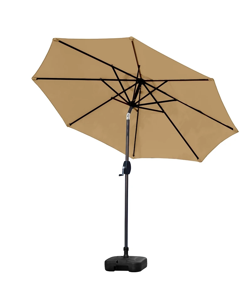 9 Ft Outdoor Patio Market Umbrella with Square Plastic Fillable Base