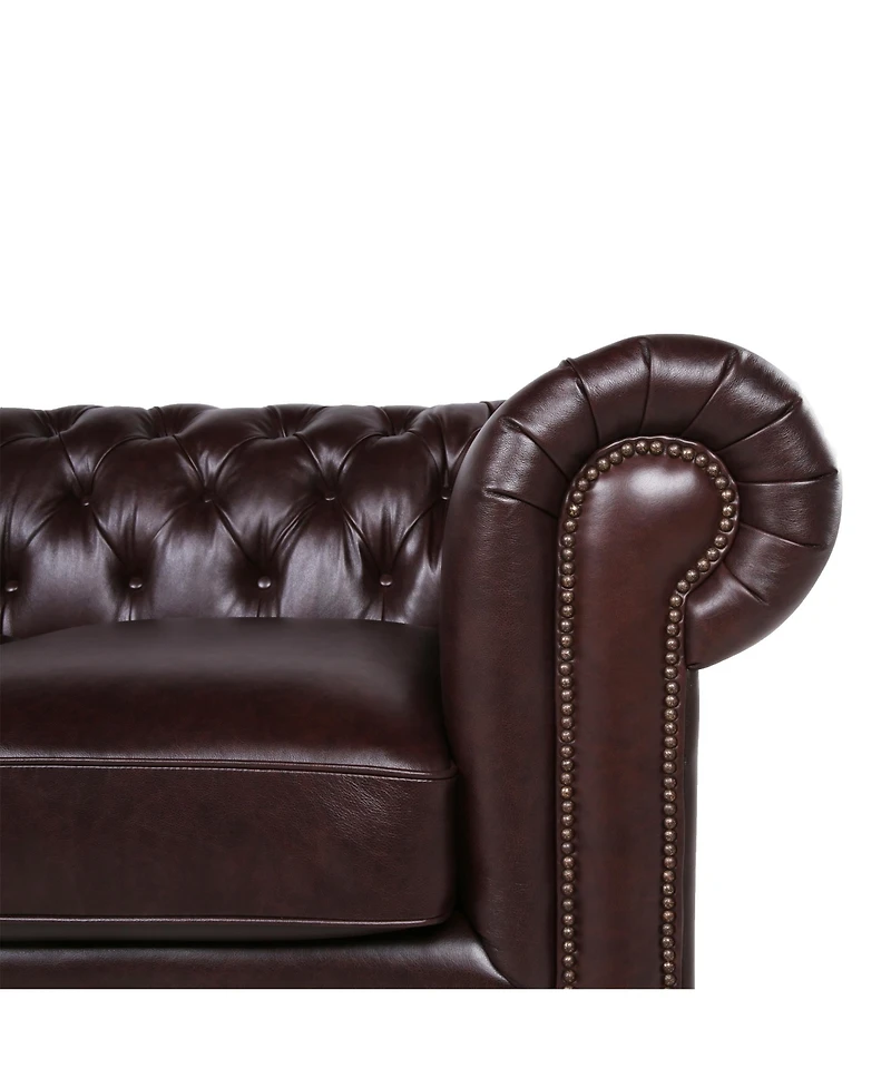 Alexandon Leather Chesterfield Tufted Sofa with Roll Arm