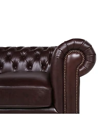 Alexandon Leather Chesterfield Tufted Sofa with Roll Arm