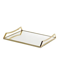 Classic Touch Oblong Mirror Serving Tray with Handles
