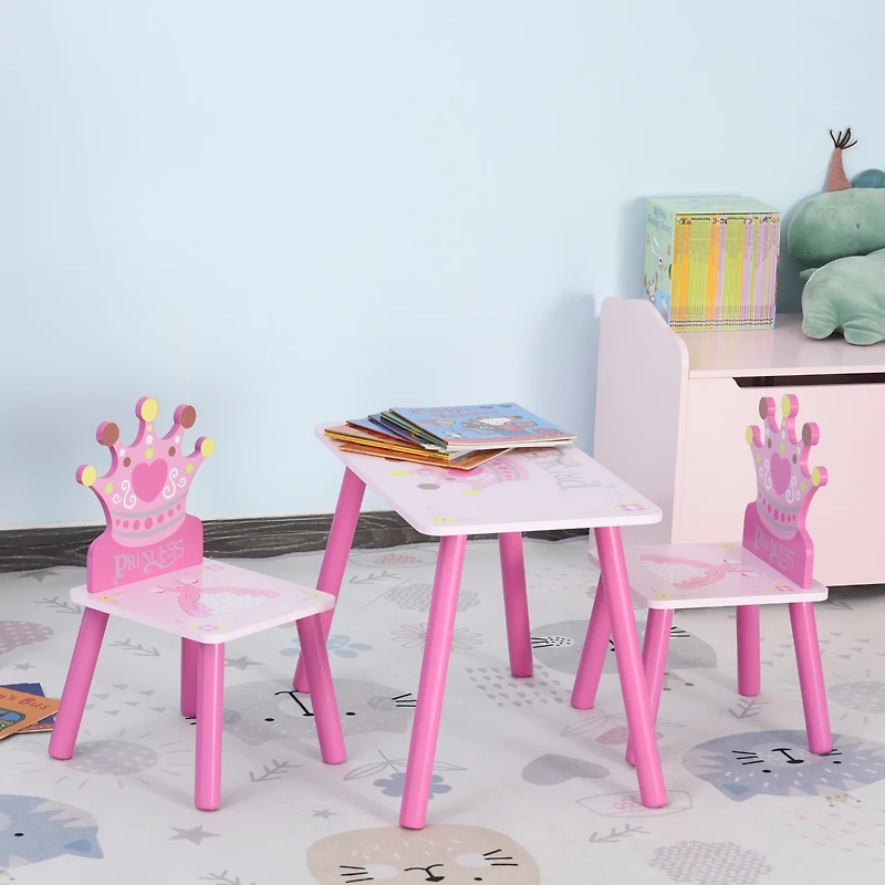 Qaba 3 Piece Kids Table and Chair Set,