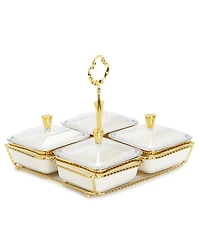 Classic Touch -Piece Bowl Relish Dish on Base Set