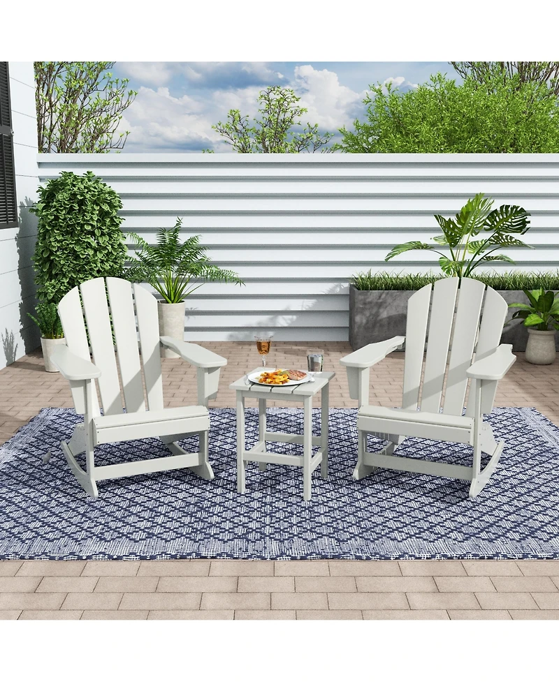 WestinTrends 3 Piece set Outdoor Patio Poly Adirondack rocking chairs with side table