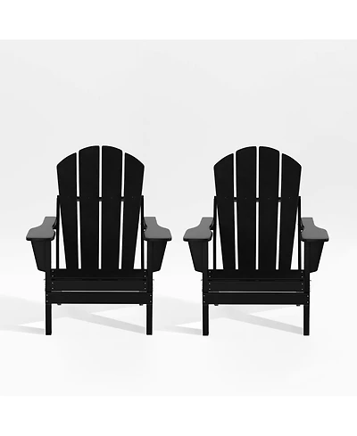 All-Weather Contoured Outdoor Poly Folding Adirondack Chair (Set of