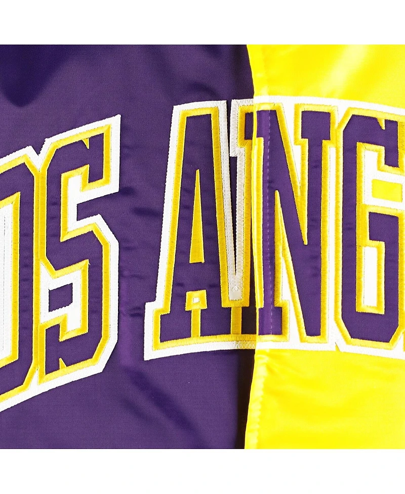 Men's Starter Purple, Gold Los Angeles Lakers Fast Break Satin Full-Snap Jacket