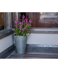 Algreen Valencia Round Flower Pot Planter Textured Charcoal 14 Inch