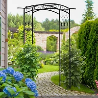 Outsunny 83" Decorative Metal Garden Arch Arbor for Backyard Wedding Decor