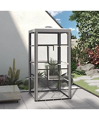 PawHut Large Outdoor Cat House Indoor Pet Playpen w/ 3 Platforms 4 Sandbags