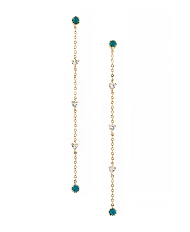 Ettika Green Opal Linear Earrings in 18K Gold Plating