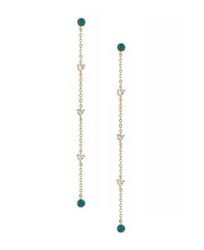Ettika Green Opal Linear Earrings in 18K Gold Plating