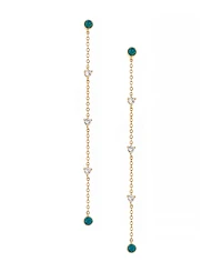 Ettika Green Opal Linear Earrings in 18K Gold Plating