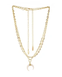Ettika Crystal Dotted Horn Necklace in 18K Gold Plating Set, 2 Piece