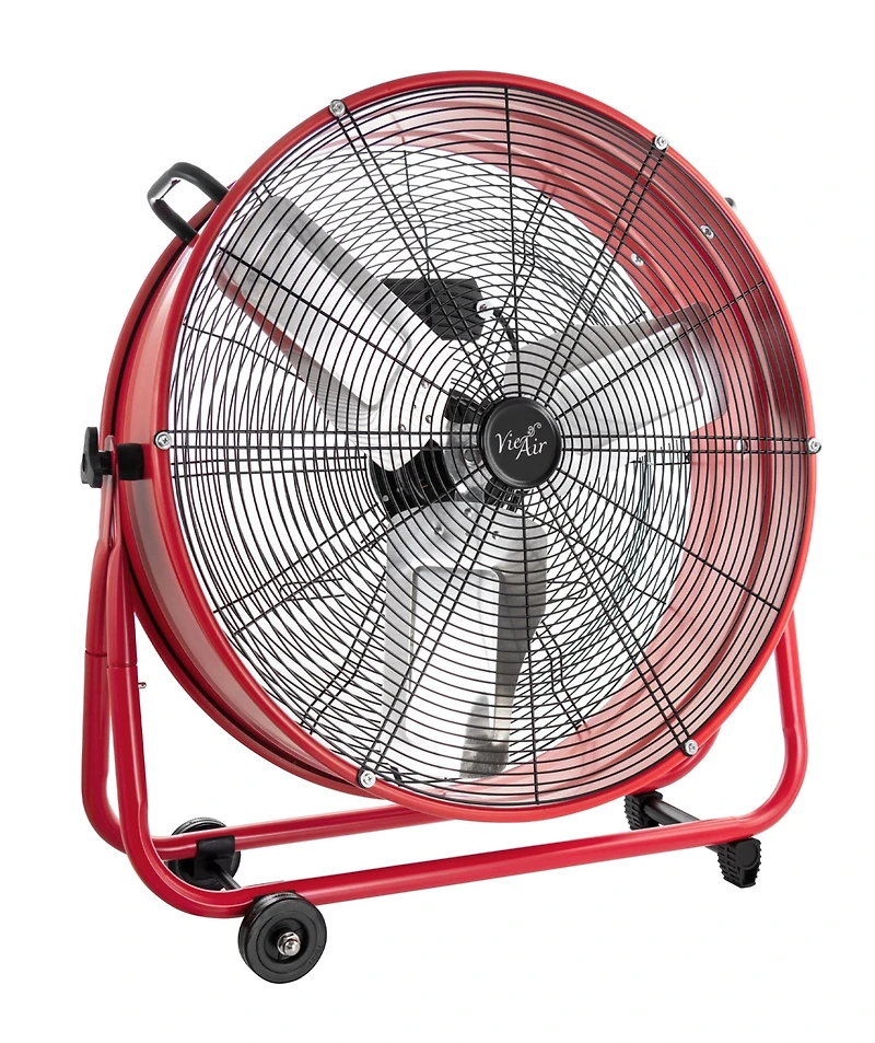 Vie Air 24 Inch Commercial Floor Drum Fan in Red