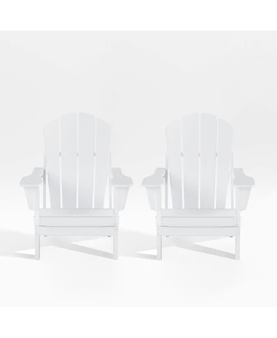 All-Weather Contoured Outdoor Poly Folding Adirondack Chair (Set of