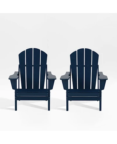 All-Weather Contoured Outdoor Poly Folding Adirondack Chair (Set of
