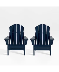 All-Weather Contoured Outdoor Poly Folding Adirondack Chair (Set of