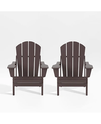 All-Weather Contoured Outdoor Poly Folding Adirondack Chair (Set of