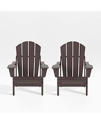 All-Weather Contoured Outdoor Poly Folding Adirondack Chair (Set of