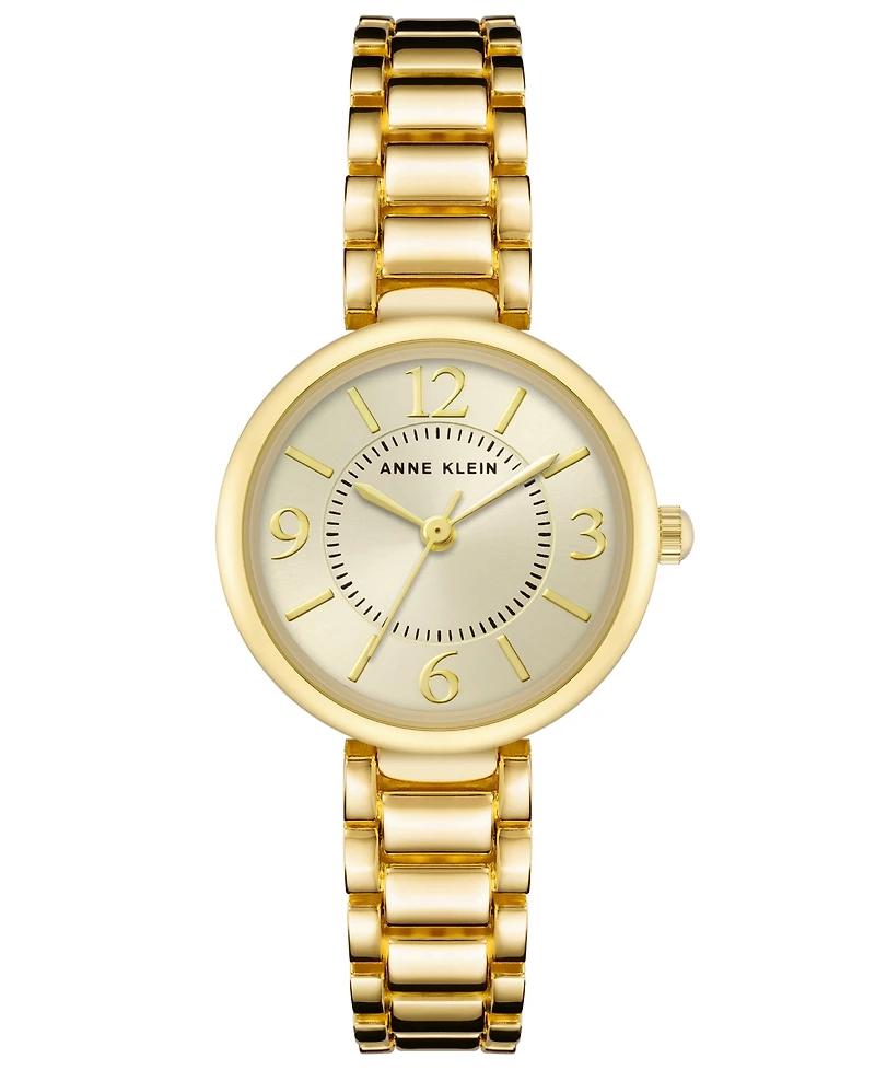 Anne Klein Gold-Tone Metal Alloy Link Bracelet Watch, 26MM