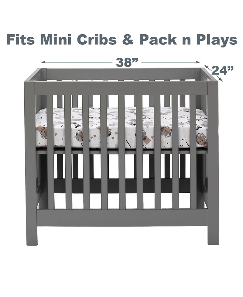 Lambs & Ivy Baby Jungle Safari Cotton White/Gray Elephant/Lion Fitted Mini Crib Sheet
