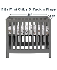 Lambs & Ivy Baby Jungle Safari Cotton White/Gray Elephant/Lion Fitted Mini Crib Sheet