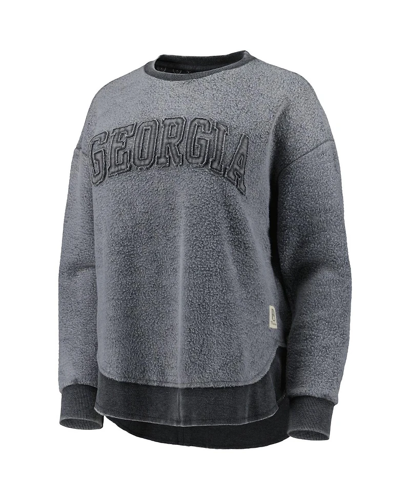 Women's Pressbox Black Georgia Bulldogs Ponchoville Pullover Sweatshirt