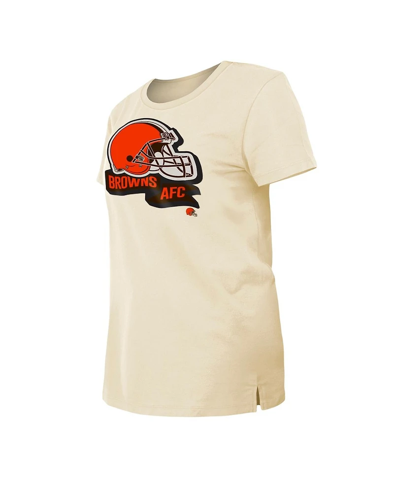 Women's New Era Cream Cleveland Browns Chrome Sideline T-shirt