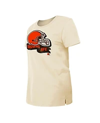 Women's New Era Cream Cleveland Browns Chrome Sideline T-shirt