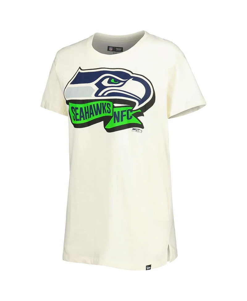 Women's New Era Cream Seattle Seahawks Chrome Sideline T-shirt