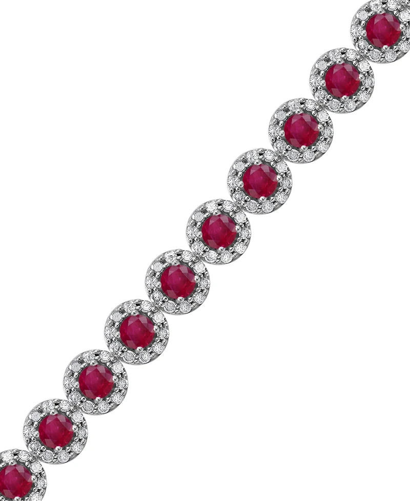 Sapphire (5-1/2 ct. t.w.) & Diamond (3 t.w) Tennis Bracelet 14k White Gold (Also Ruby and Emerald)