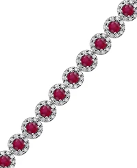 Sapphire (5-1/2 ct. t.w.) & Diamond (3 t.w) Tennis Bracelet 14k White Gold (Also Ruby and Emerald)