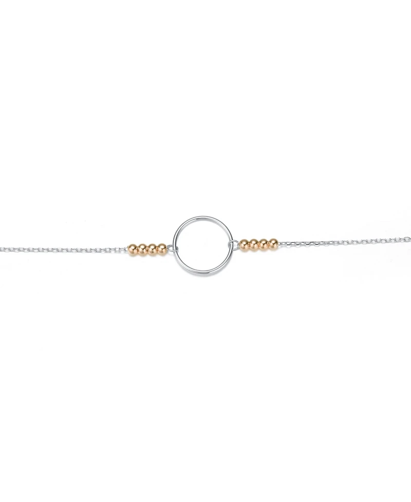 Elegant Sterling Silver Two-Tone Halo Bracelet