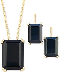 Onyx Solitaire 18" Pendant Necklace in 14k Gold-Plated Sterling Silver