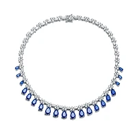Cubic Zirconia Sterling Silver White Gold Plated Evening Necklace