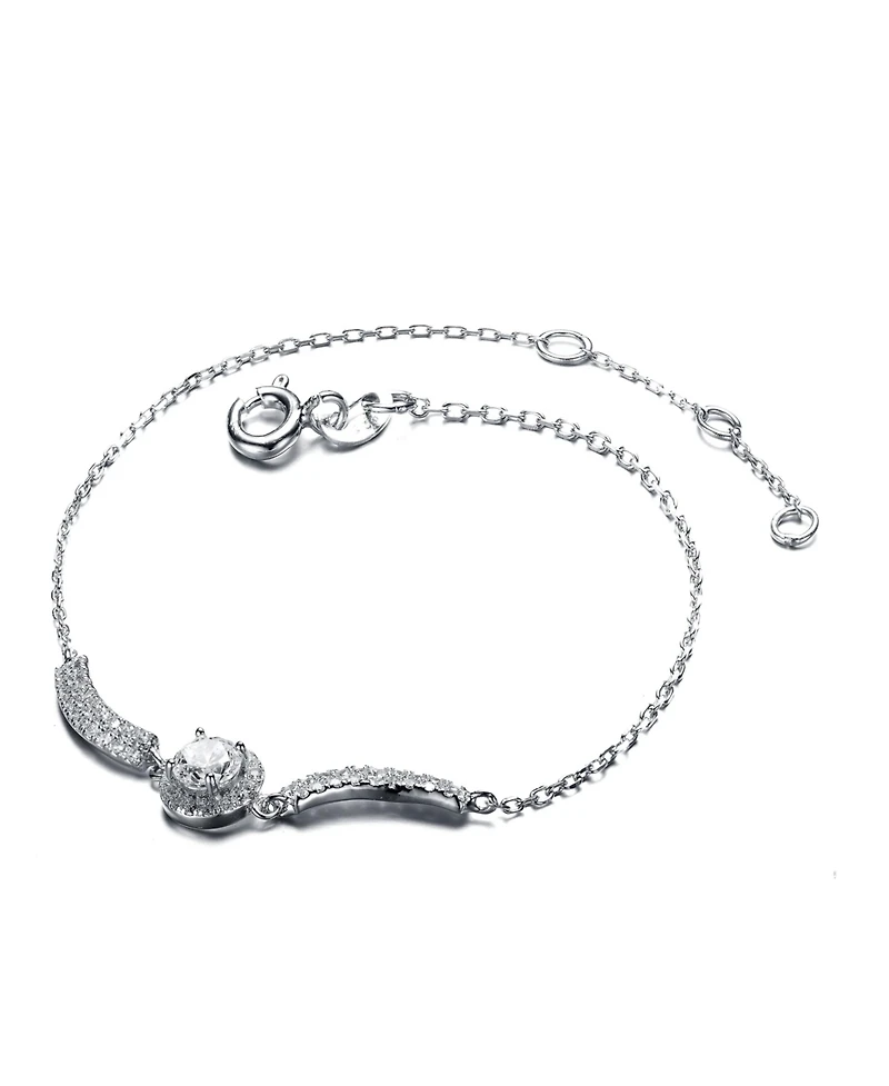 Sterling Silver Cubic Zirconia Center Stone Bracelet