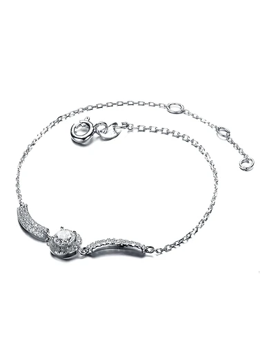 Sterling Silver Cubic Zirconia Center Stone Bracelet