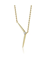 14k Yellow Gold Plated with Green Cubic Zirconia Solar Chevron Necklace Sterling Silver