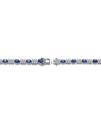 Sterling Silver White Gold Plated with Green, Clear, Pink, or Blue Cubic Zirconia Tennis Bracelet