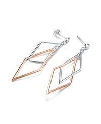Stylish Sterling Silver Two-Tone Dangling Earrings