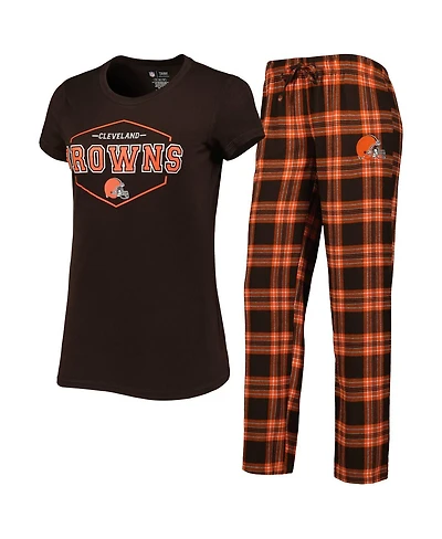 Women's Concepts Sport Brown, Orange Cleveland Browns Badge T-shirt and Pants Sleep Set