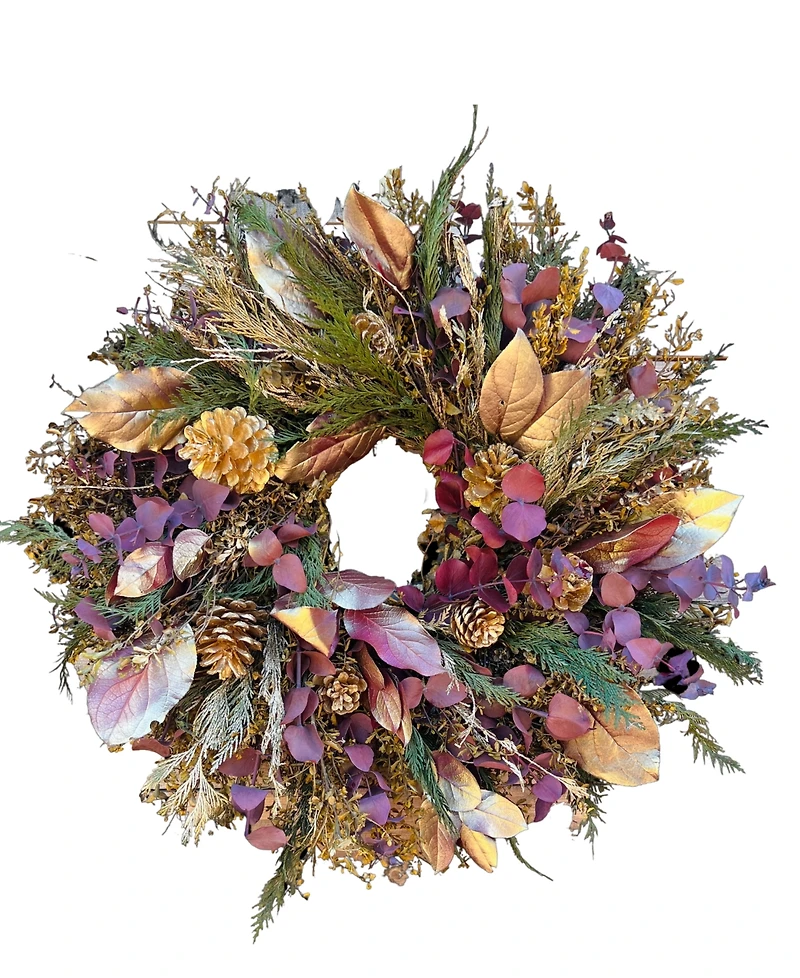 GreenishBlu Red and Gold Real Preserved Wreath, 24"