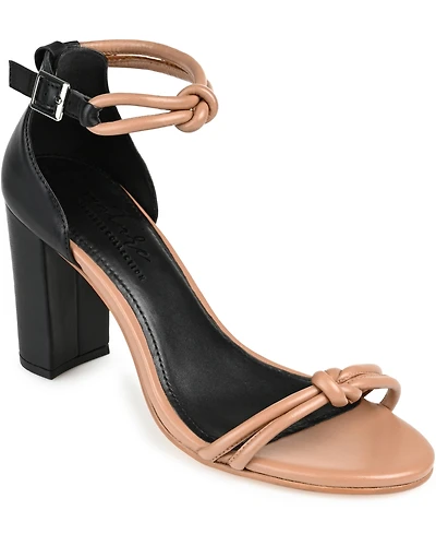 Journee Signature Women's Jettah Two-Toned Strappy Block Heel Sandals
