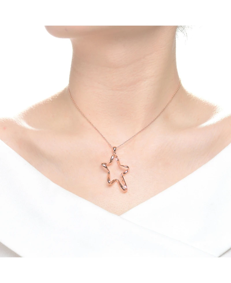 Classy Sterling Silver with Rhodium Plating Star Halo Necklace