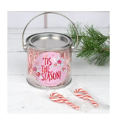 Just Candy Christmas Candy Cane Gift - Paint Can Container, 25 Pieces
