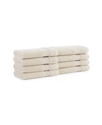 Aegean Eco-Friendly Recycled Turkish Washcloths (8 Pack), 13x13, 600 Gsm, Solid Color with Weft Woven Stripe Dobby, 50% Recycled, Long-Staple Ring
