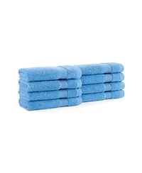 Aegean Eco-Friendly Recycled Turkish Washcloths (8 Pack), 13x13, 600 Gsm, Solid Color with Weft Woven Stripe Dobby, 50% Recycled, Long-Staple Ring