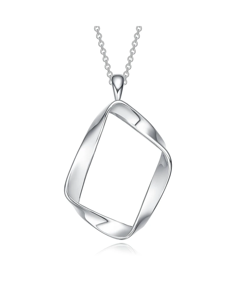 Elegant Sterling Silver with White Gold Plated Twisted Halo Necklace