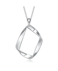 Elegant Sterling Silver with White Gold Plated Twisted Halo Necklace