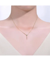 14k Yellow Gold Plated with Green Cubic Zirconia Solar Chevron Necklace Sterling Silver